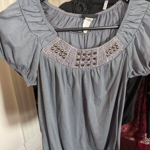 Gray Embellished Women's Top